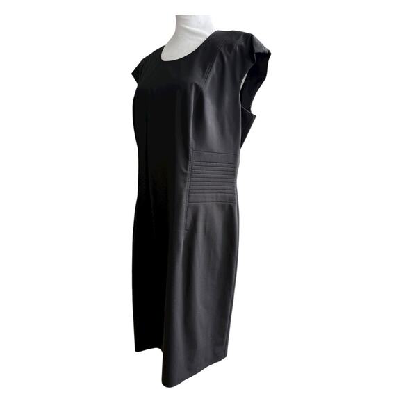 Boss Hugo Boss Womens Cap Sleeve Side Panel Sheath Dress Black Size 12 Office - Picture 4 of 16